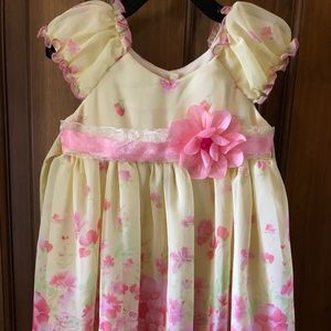 Flower designed pink and yellow dress. Size 2T